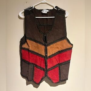 Patchwork Suede Crochet Vest Beta’s Choice Size Medium Western Skijor Vintage